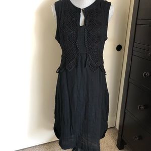 Anthropologie Gypsy Black Knitted Crochet Dress